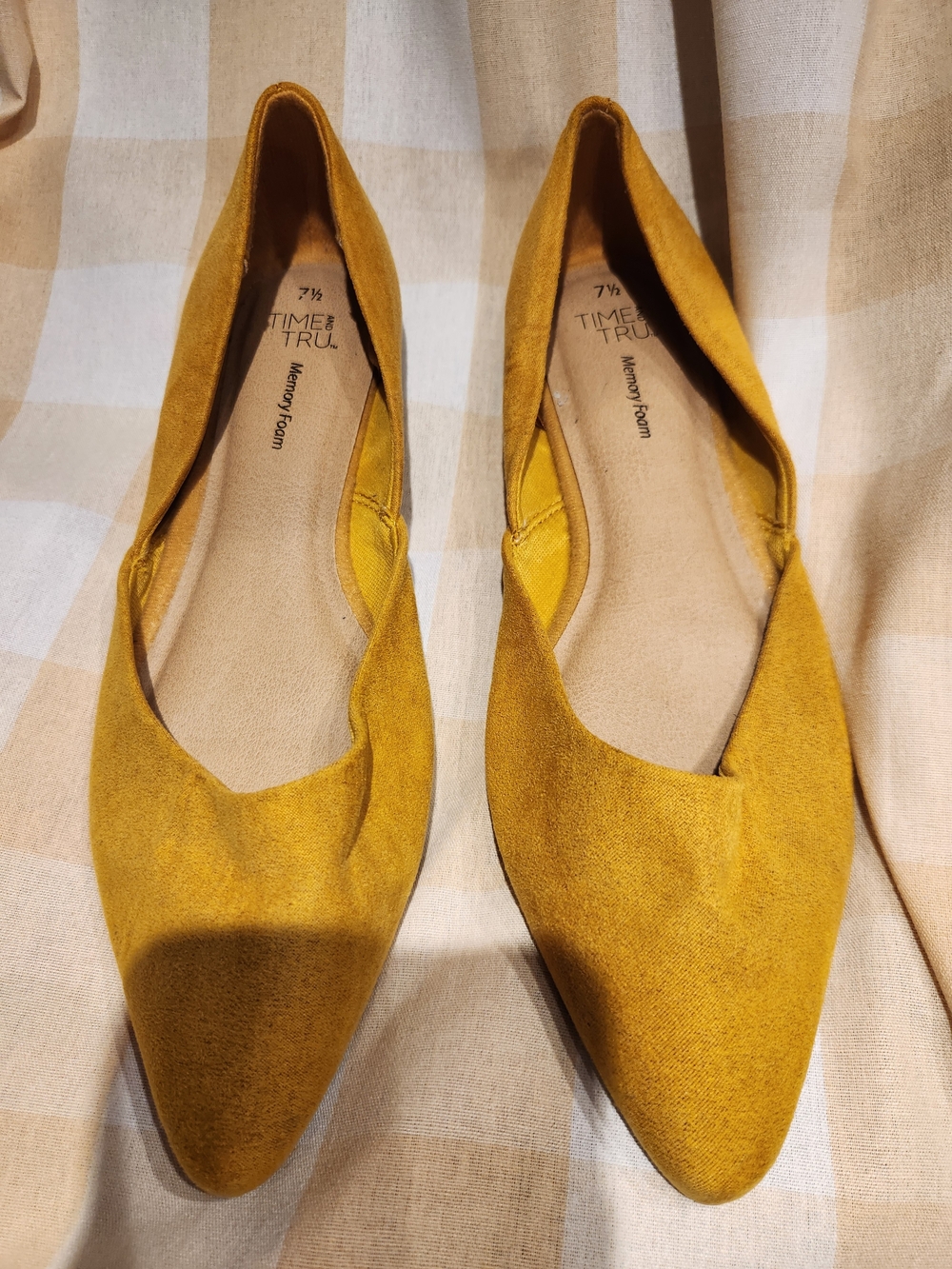 Time and Tru Mustard Pointed Toe Flats Size 7.5